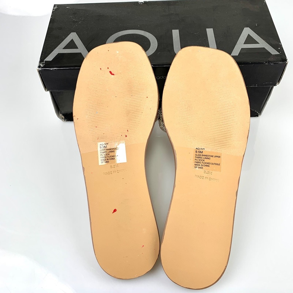NIB Aqua Women Ivy Studded Dressy Warm Slide Sandals Size 9.5 Silver Bling Bling - Picture 11 of 12